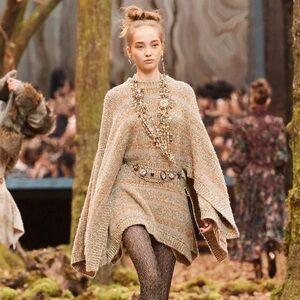 CHANEL 2018 Beige Knit Poncho Dress